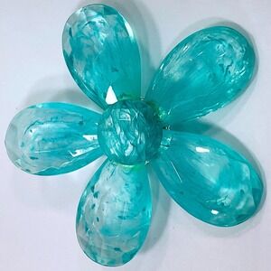 Teal Resin Flower Brooch Pin Statement Piece